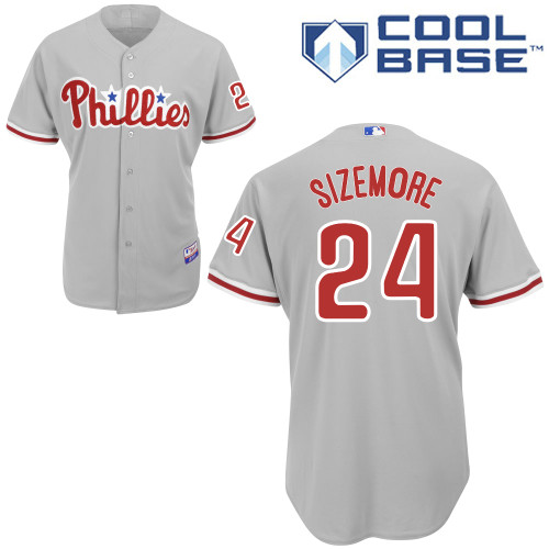 Grady Sizemore #24 MLB Jersey-Philadelphia Phillies Men's Authentic Road Gray Cool Base Baseball Jersey
